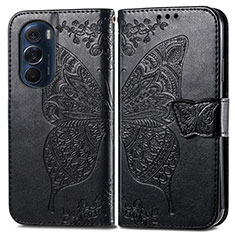 Leather Case Stands Butterfly Flip Cover Holder for Motorola Moto Edge 30 Pro 5G Black
