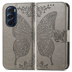 Leather Case Stands Butterfly Flip Cover Holder for Motorola Moto Edge 30 Pro 5G Gray