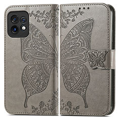 Leather Case Stands Butterfly Flip Cover Holder for Motorola Moto Edge 40 Pro 5G Gray