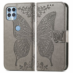 Leather Case Stands Butterfly Flip Cover Holder for Motorola Moto Edge S 5G Gray
