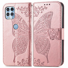 Leather Case Stands Butterfly Flip Cover Holder for Motorola Moto Edge S 5G Pink