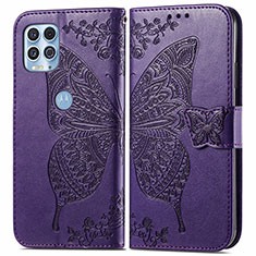 Leather Case Stands Butterfly Flip Cover Holder for Motorola Moto Edge S 5G Purple