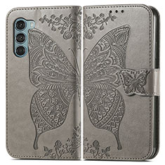 Leather Case Stands Butterfly Flip Cover Holder for Motorola Moto Edge S30 5G Gray