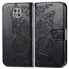 Leather Case Stands Butterfly Flip Cover Holder for Motorola Moto G Power (2021) Black