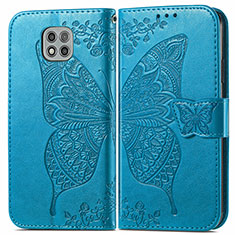 Leather Case Stands Butterfly Flip Cover Holder for Motorola Moto G Power (2021) Blue