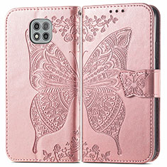 Leather Case Stands Butterfly Flip Cover Holder for Motorola Moto G Power (2021) Pink