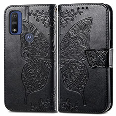 Leather Case Stands Butterfly Flip Cover Holder for Motorola Moto G Pure Black