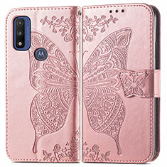 Leather Case Stands Butterfly Flip Cover Holder for Motorola Moto G Pure Pink