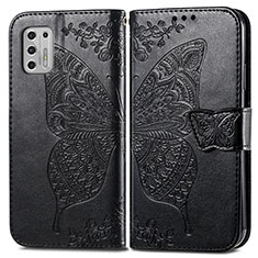 Leather Case Stands Butterfly Flip Cover Holder for Motorola Moto G Stylus (2021) Black