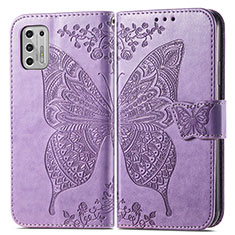 Leather Case Stands Butterfly Flip Cover Holder for Motorola Moto G Stylus (2021) Clove Purple