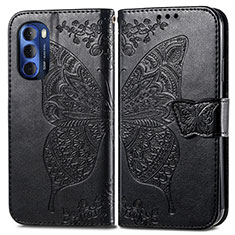 Leather Case Stands Butterfly Flip Cover Holder for Motorola Moto G Stylus (2022) 5G Black