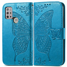Leather Case Stands Butterfly Flip Cover Holder for Motorola Moto G10 Blue