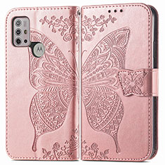 Leather Case Stands Butterfly Flip Cover Holder for Motorola Moto G10 Pink