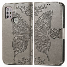 Leather Case Stands Butterfly Flip Cover Holder for Motorola Moto G10 Power Gray