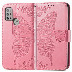 Leather Case Stands Butterfly Flip Cover Holder for Motorola Moto G10 Power Hot Pink