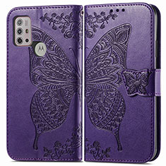 Leather Case Stands Butterfly Flip Cover Holder for Motorola Moto G10 Power Purple