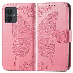 Leather Case Stands Butterfly Flip Cover Holder for Motorola Moto G14 Hot Pink