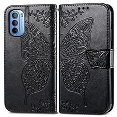 Leather Case Stands Butterfly Flip Cover Holder for Motorola Moto G31 Black