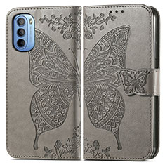 Leather Case Stands Butterfly Flip Cover Holder for Motorola Moto G41 Gray