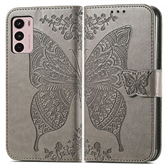 Leather Case Stands Butterfly Flip Cover Holder for Motorola Moto G42 Gray