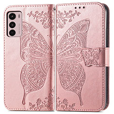 Leather Case Stands Butterfly Flip Cover Holder for Motorola Moto G42 Purple