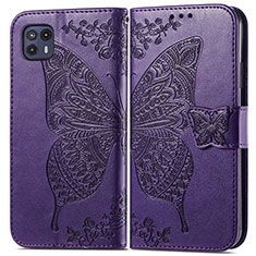 Leather Case Stands Butterfly Flip Cover Holder for Motorola Moto G50 5G Purple