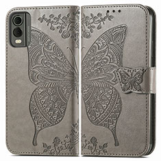 Leather Case Stands Butterfly Flip Cover Holder for Nokia C210 Gray