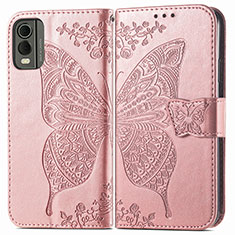 Leather Case Stands Butterfly Flip Cover Holder for Nokia C210 Rose Gold