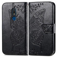 Leather Case Stands Butterfly Flip Cover Holder for Nokia C3 Black