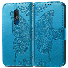 Leather Case Stands Butterfly Flip Cover Holder for Nokia C3 Blue