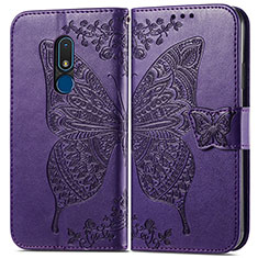 Leather Case Stands Butterfly Flip Cover Holder for Nokia C3 Purple