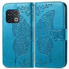 Leather Case Stands Butterfly Flip Cover Holder for OnePlus 10 Pro 5G Blue