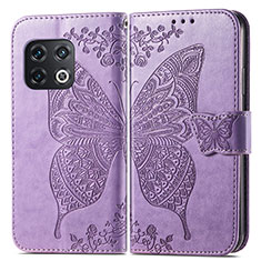 Leather Case Stands Butterfly Flip Cover Holder for OnePlus 10 Pro 5G Clove Purple
