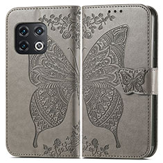 Leather Case Stands Butterfly Flip Cover Holder for OnePlus 10 Pro 5G Gray