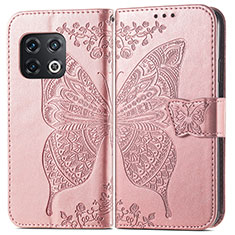 Leather Case Stands Butterfly Flip Cover Holder for OnePlus 10 Pro 5G Rose Gold