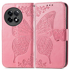 Leather Case Stands Butterfly Flip Cover Holder for OnePlus 11R 5G Hot Pink