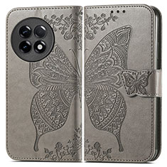 Leather Case Stands Butterfly Flip Cover Holder for OnePlus Ace 2 Pro 5G Gray