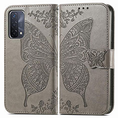 Leather Case Stands Butterfly Flip Cover Holder for OnePlus Nord N200 5G Gray