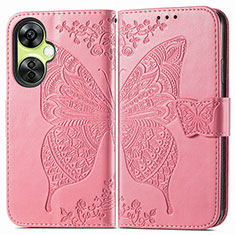 Leather Case Stands Butterfly Flip Cover Holder for OnePlus Nord N30 5G Hot Pink