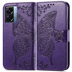 Leather Case Stands Butterfly Flip Cover Holder for OnePlus Nord N300 5G Purple
