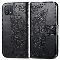 Leather Case Stands Butterfly Flip Cover Holder for Oppo A16e Black