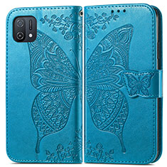 Leather Case Stands Butterfly Flip Cover Holder for Oppo A16e Blue