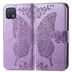Leather Case Stands Butterfly Flip Cover Holder for Oppo A16e Clove Purple