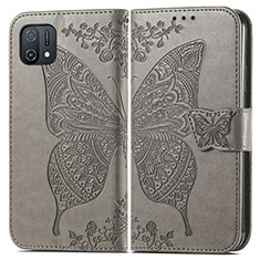 Leather Case Stands Butterfly Flip Cover Holder for Oppo A16K Gray