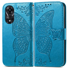 Leather Case Stands Butterfly Flip Cover Holder for Oppo A38 Blue