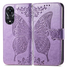 Leather Case Stands Butterfly Flip Cover Holder for Oppo A38 Clove Purple