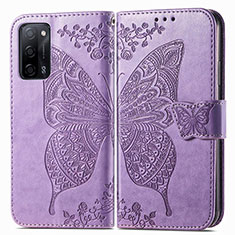 Leather Case Stands Butterfly Flip Cover Holder for Oppo A53s 5G Clove Purple