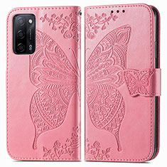 Leather Case Stands Butterfly Flip Cover Holder for Oppo A53s 5G Hot Pink