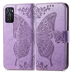 Leather Case Stands Butterfly Flip Cover Holder for Oppo A55S 5G Clove Purple