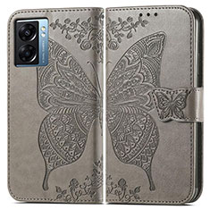 Leather Case Stands Butterfly Flip Cover Holder for Oppo A57 5G Gray